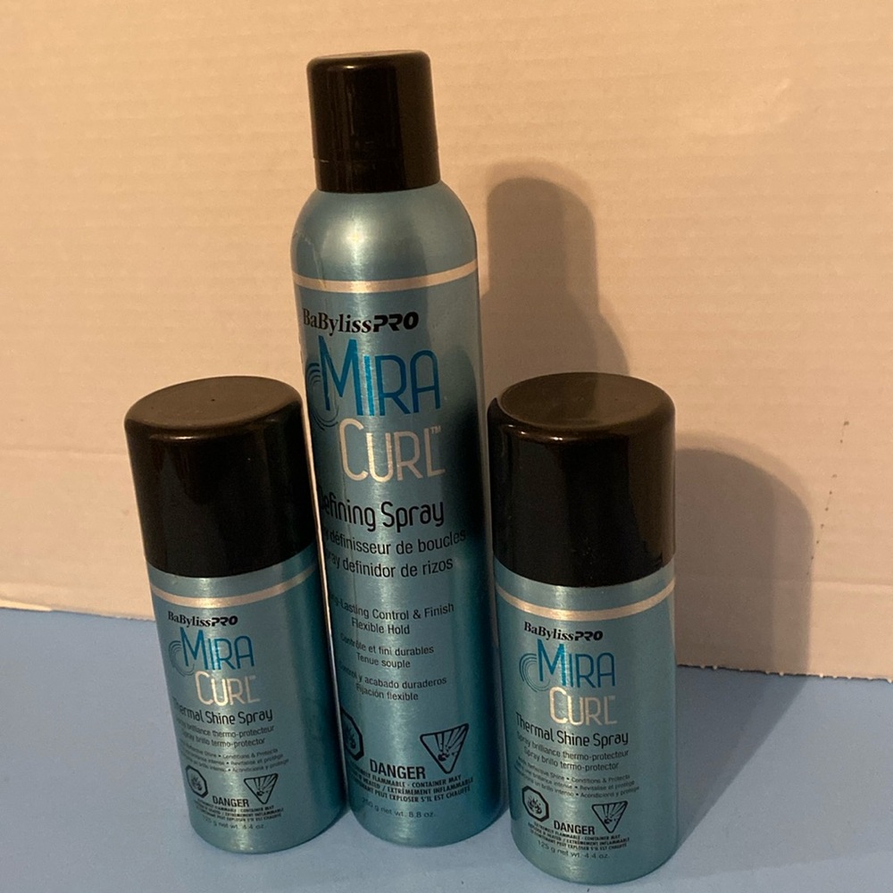 Lot Babylisspro Mira Cure Thermal Shine Spray + Defining Spray.